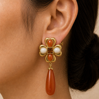 Amber Heart Drop Earrings