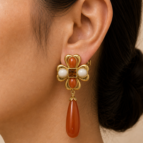 Amber Heart Drop Earrings