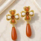 Amber Heart Drop Earrings