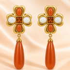Amber Heart Drop Earrings
