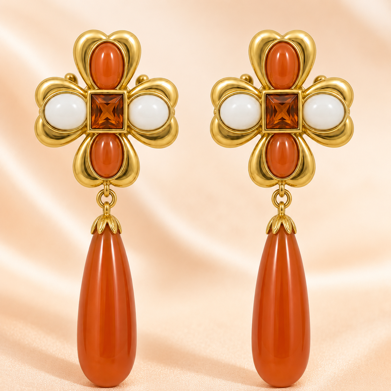 Amber Heart Drop Earrings