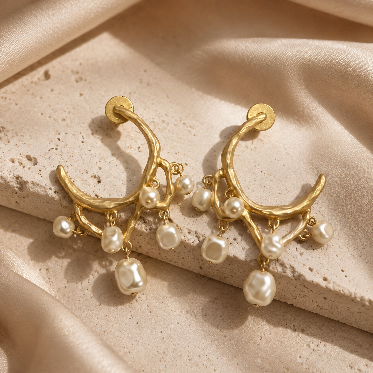 Celestia Pearl Arc Earrings