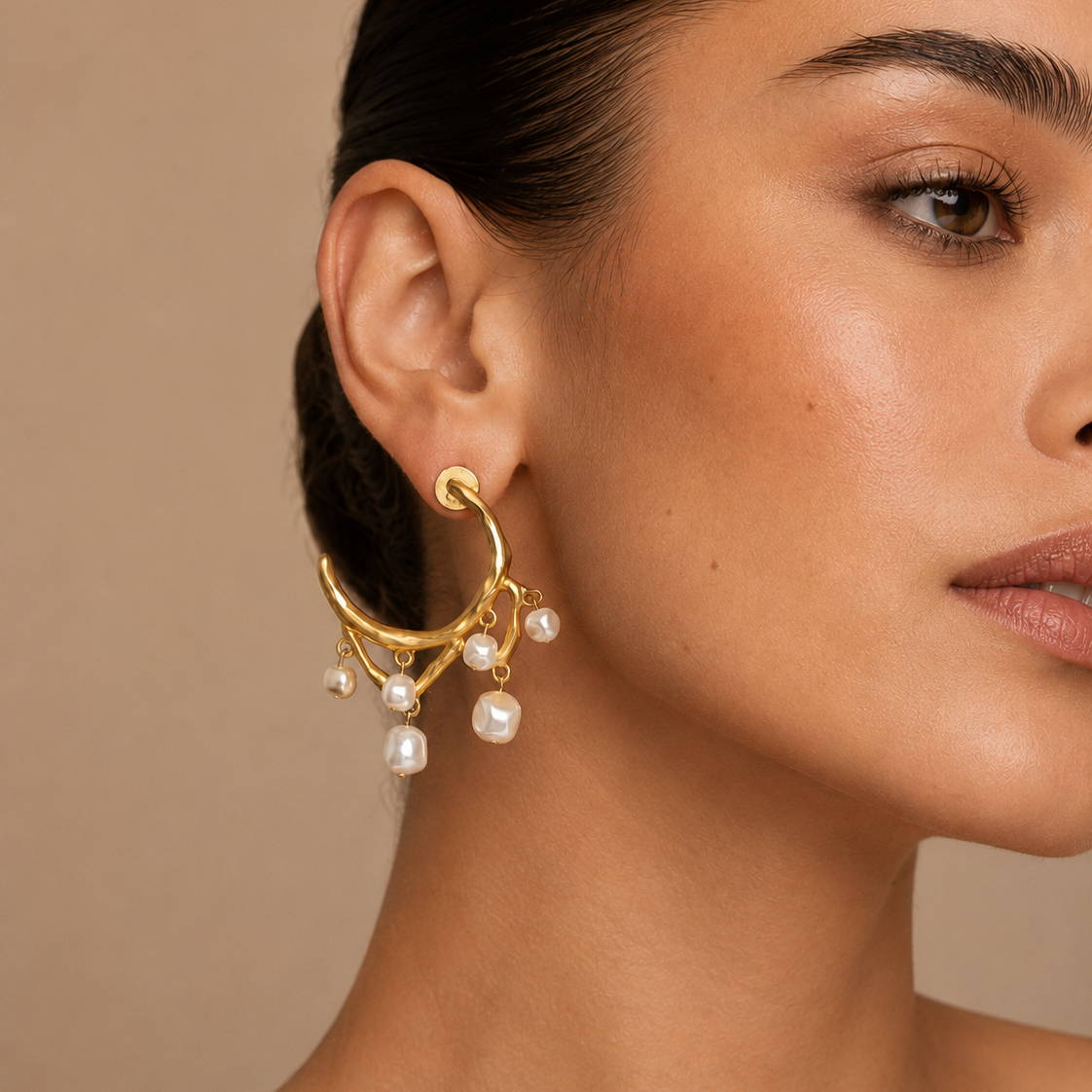 Celestia Pearl Arc Earrings