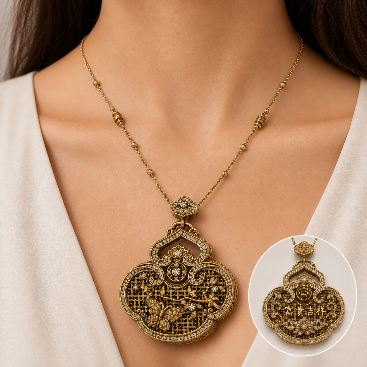 Fortuna Reversible Pendant Necklace