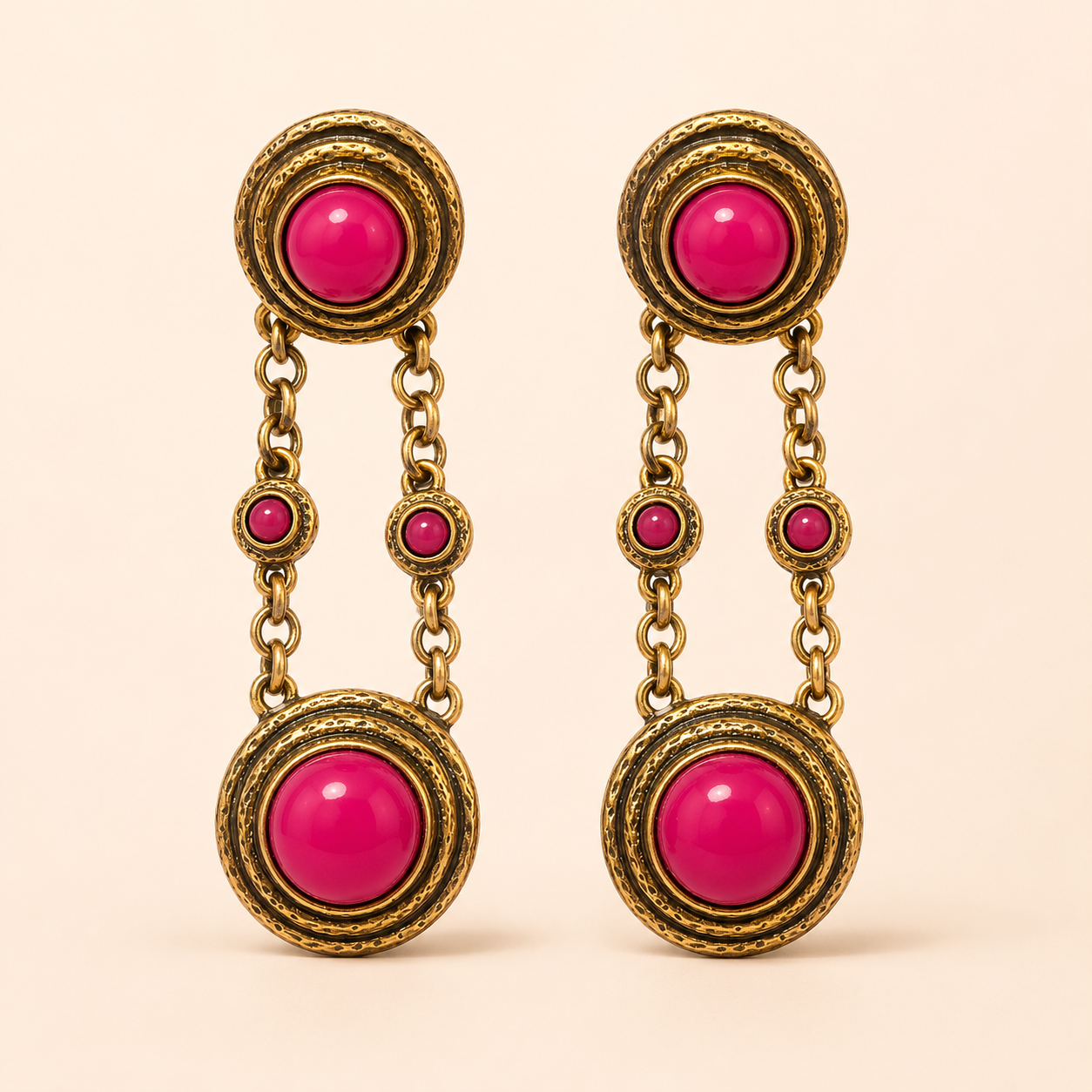 Fuchsia Orbit Drop Earrings
