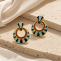 Azure Crescent Enamel Drop Earrings