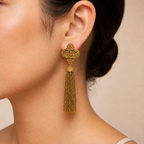 Golden Fleur Tassel Earrings