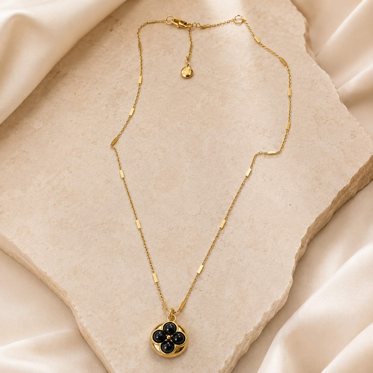 Onyx Bloom Pendant Necklace