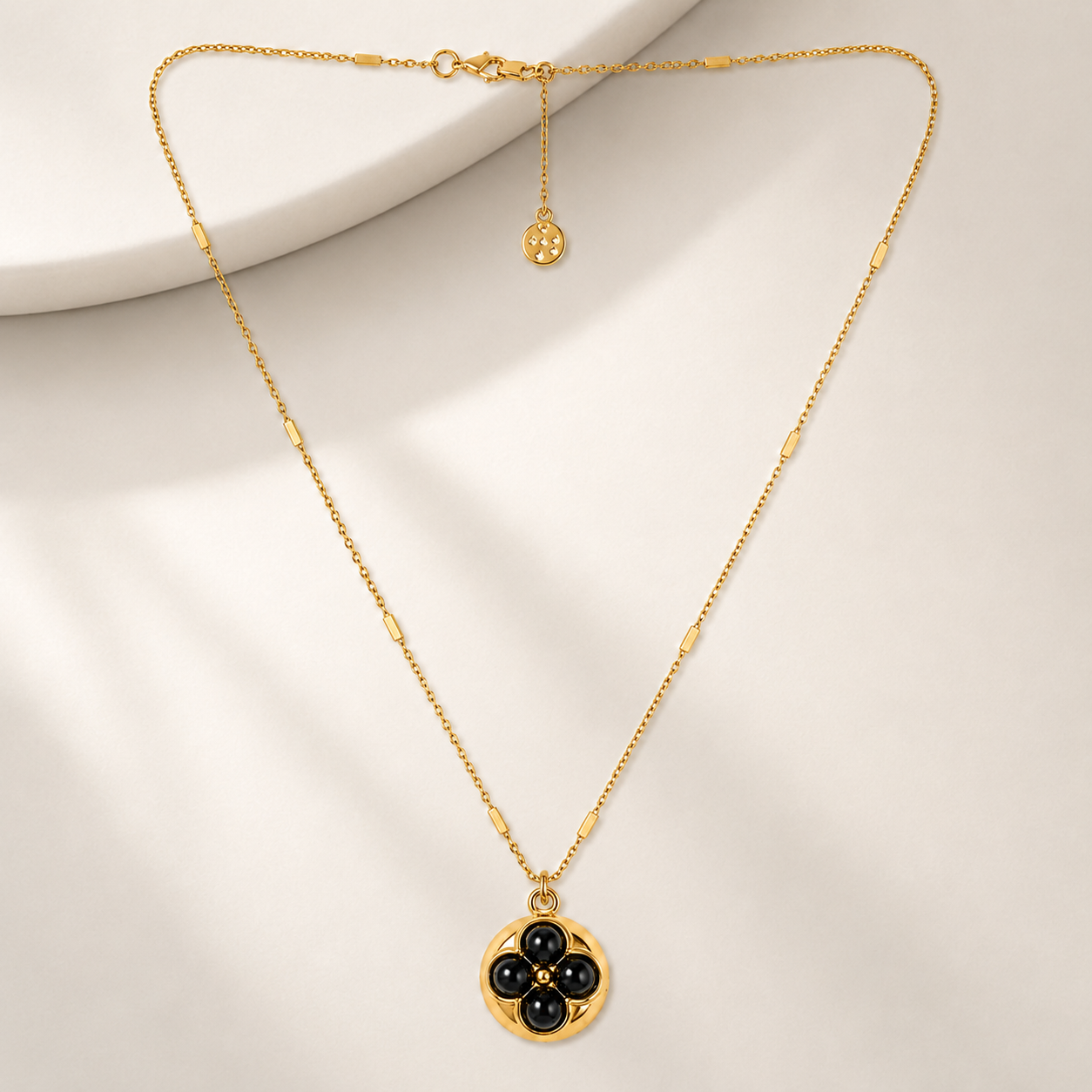 Onyx Bloom Pendant Necklace