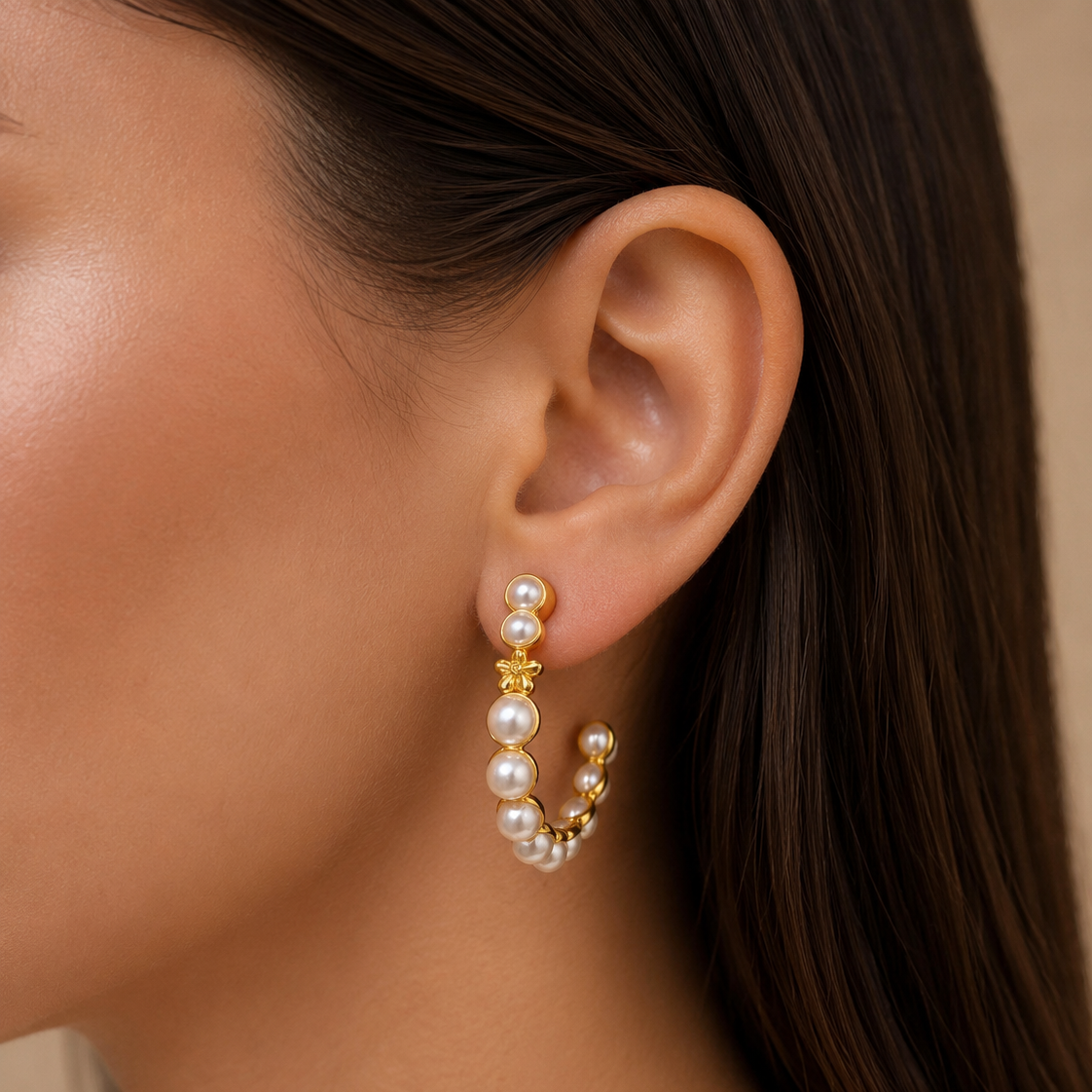 Pearl Blossom Hoops