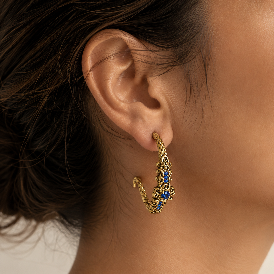 Sapphire Serpent Hoops