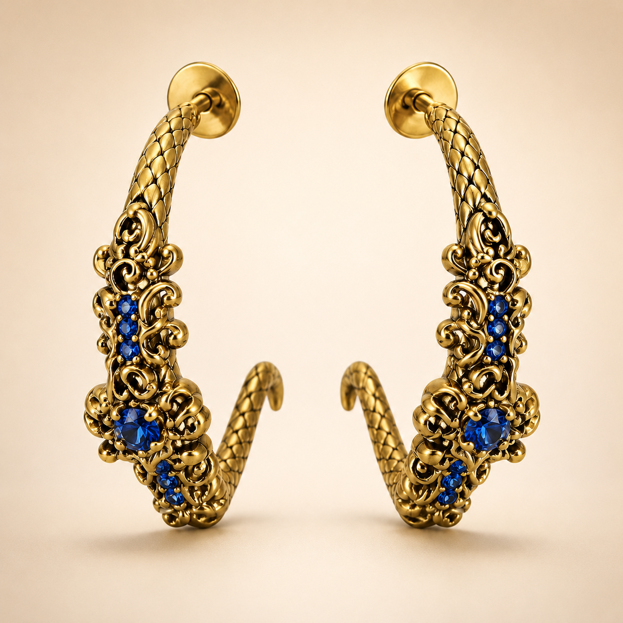 Sapphire Serpent Hoops