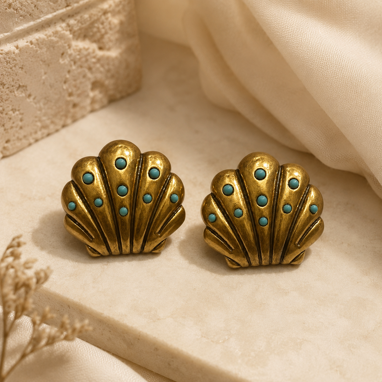 Turquoise Fan Studs
