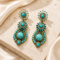 Turquoise Halo Drop Earrings