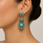 Turquoise Halo Drop Earrings