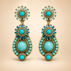 Turquoise Halo Drop Earrings